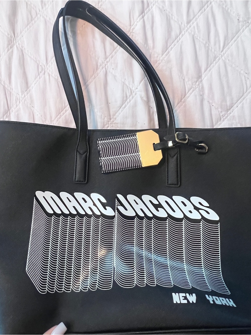 Marc Jacobs New York Black Graphic Tote Bag Large Shoulder Bag